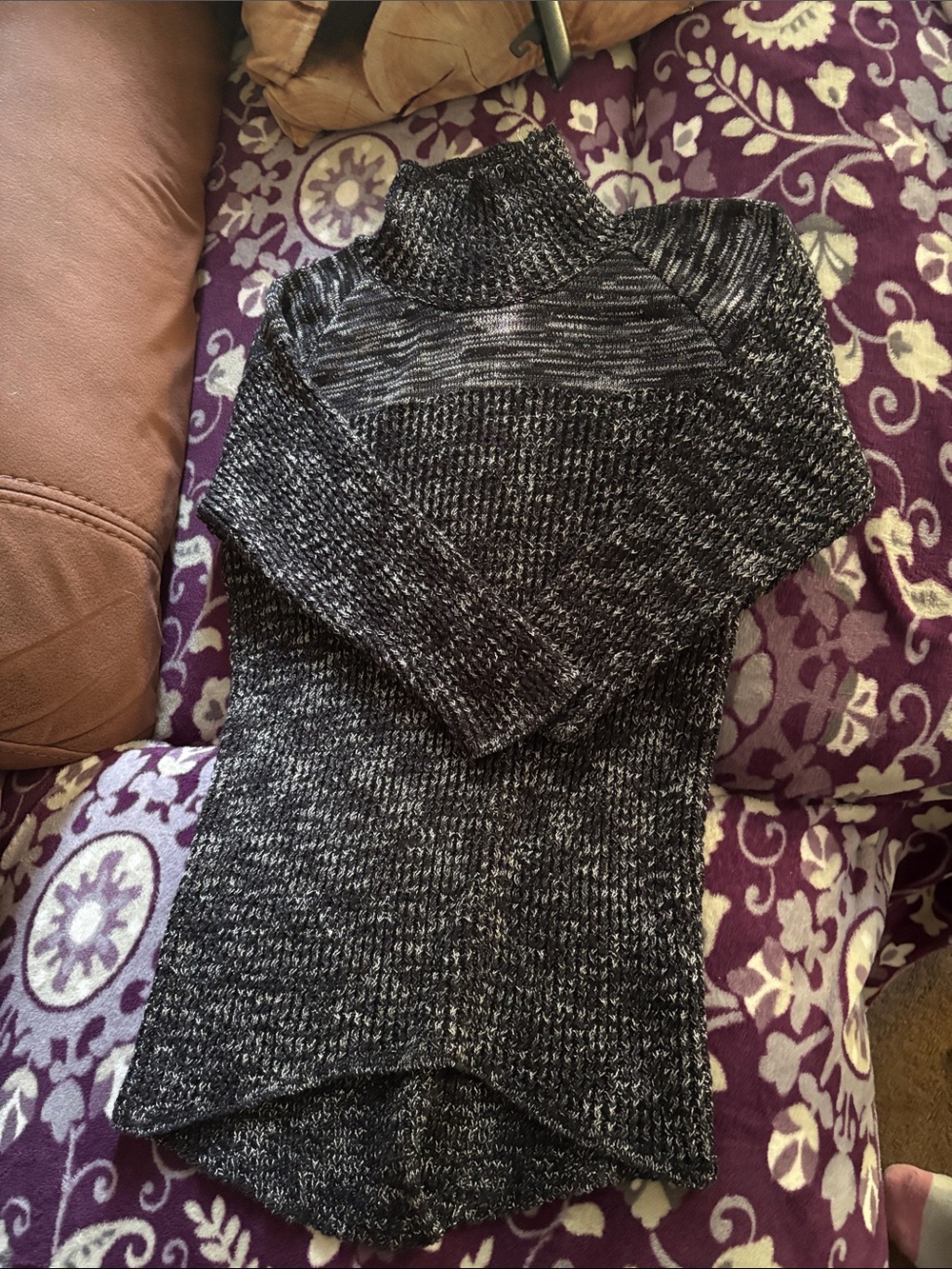 Parkhurst Black and White Marled Turtleneck Sweater